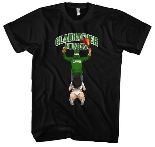 Blow Job, Bier & Fussball Gladbach Herren T-Shirt | Gladbach Trikot Sport Stadt Gladbach Tshirt Fun Shirt Ultras Supporter | Schwarz (4XL) von UGLYSHIRT