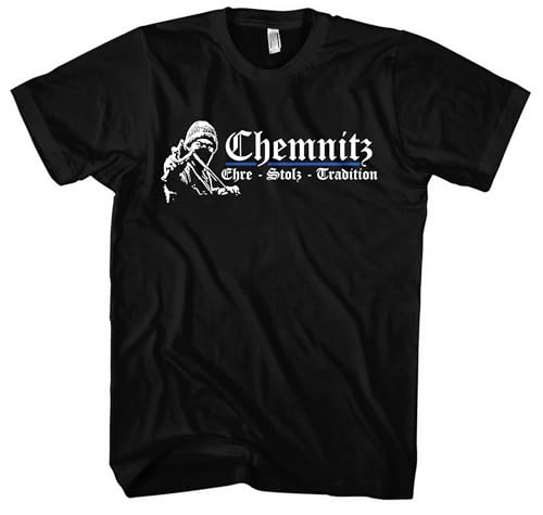 Chemnitz Ehre und Stolz Herren T-Shirt | Chemnitz Shirt Chemnitz Trikot Skyline Stadt Wappen Fanartikel Sachsen Sport | M1 FB Schwarz (L) von UGLYSHIRT