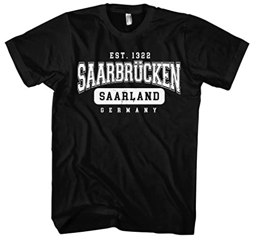 College City Saarbrücken Herren T-Shirt | Stadt - Saarbrücken Skyline - Fussball - Saarbrücken Shirt - Ultras | Schwarz (3XL) von UGLYSHIRT