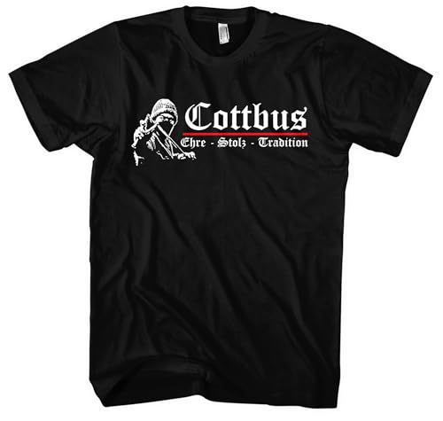 Cottbus Ehre und Stolz Herren T-Shirt | Cottbus Shirt Cottbus Trikot Skyline Stadt Wappen Fanartikel Brandenburg Sport | M1 FB Schwarz (S) von UGLYSHIRT