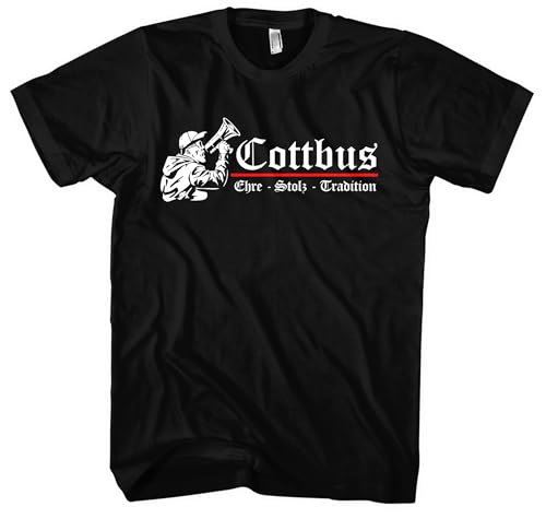Cottbus Ehre und Stolz Herren T-Shirt | Skyline Stadt Wappen Fanartikel Brandenburg Sport Cottbus Shirt Cottbus Trikot | M3 FB Schwarz (M) von UGLYSHIRT