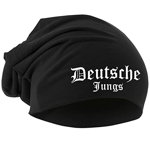 Deutsche Jungs Mütze | Fussball Ultras Hooligan Germany Biker Rocker Unisex Beanie | Schwarz von UGLYSHIRT