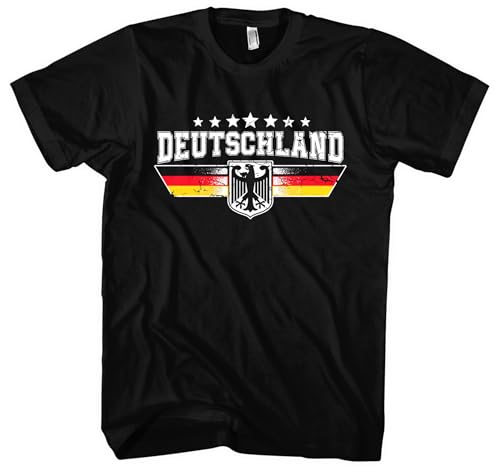 Deutschland Herren T-Shirt | Deutschland Shirt EM WM Deutschland Flagge Tshirt Germany Fußball Deutschland Trikot | M4 Schwarz (3XL) von UGLYSHIRT