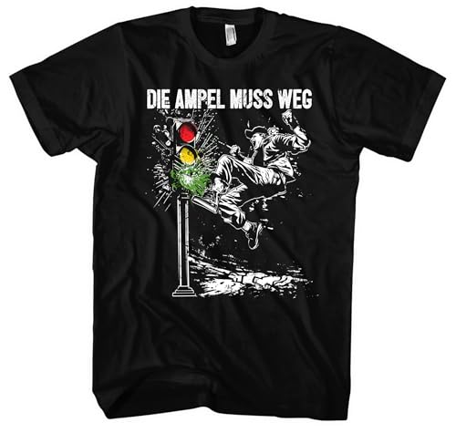 Die Ampel muss Weg Herren T-Shirt | Anti Grün Shirt Demo Shirt Widerstand Tshirt Fuck Grün Politik Anti Klimaaktivist | M1 Schwarz (XL) von UGLYSHIRT