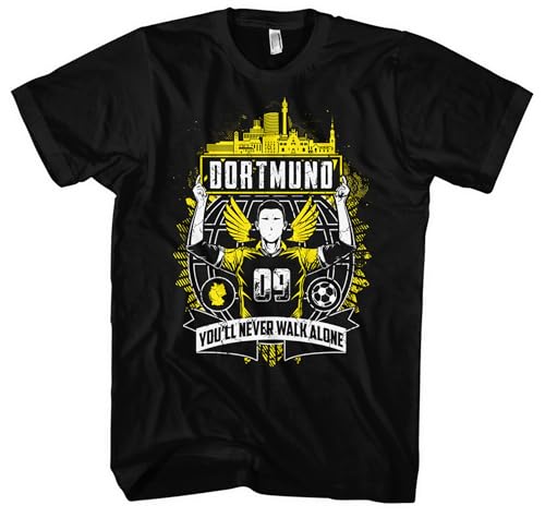 Dortmund Forever Herren T-Shirt | Sport Shirt Stadt Dortmund Fanartikel Trikot Geschenke Ultras Skyline | Schwarz (M) von UGLYSHIRT