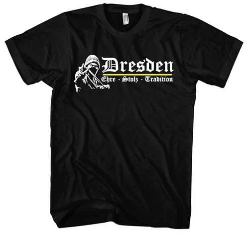 Dresden Ehre und Stolz Herren T-Shirt | Sport Shirt Fussball Ultra Skyline Stadt Trikot | M1 Schwarz (3XL) von UGLYSHIRT