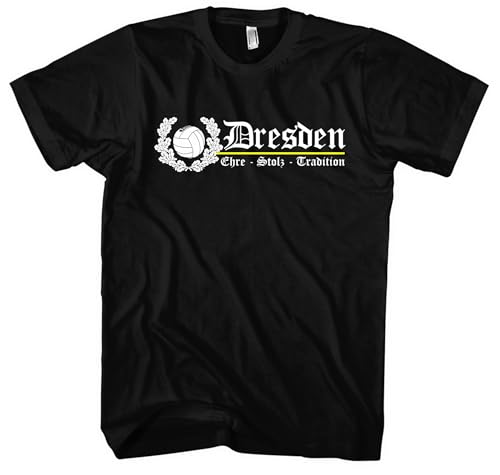 Dresden Ehre und Stolz Herren T-Shirt | Stadt Trikot Sport Shirt Fussball Ultra Skyline | M2 Schwarz (M) von UGLYSHIRT