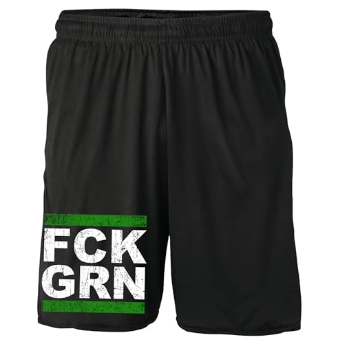 FCK GRN Shorts | Fuck Grüne Kurze Hose Anti Grün Politik Demo Anti Klimaaktivist Widerstand Hose | M1 Schwarz (XL) von UGLYSHIRT