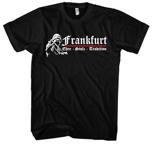 Frankfurt Ehre und Stolz Herren T-Shirt | Sport Shirt Fussball Ultra Skyline Hessen Trikot | M1 Schwarz (XL) von UGLYSHIRT
