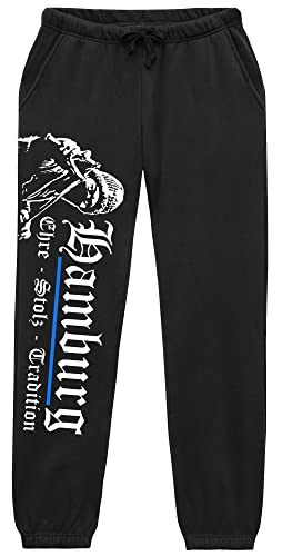 Hamburg Ehre & Stolz Herren Jogginghose | Stadt Ultras Sport Hamburg Hose Hamburg Geschenk Hamburg Fanartikel | M1 Schwarz (XXL) von UGLYSHIRT