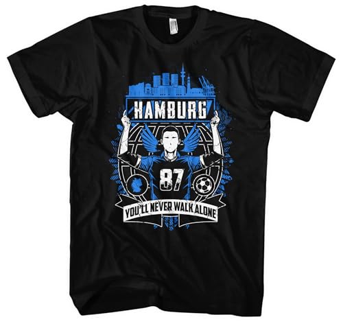 Hamburg Forever Herren T-Shirt | Sport Shirt Stadt Hamburg Fanartikel Trikot Geschenke Ultras Skyline | Schwarz (M) von UGLYSHIRT