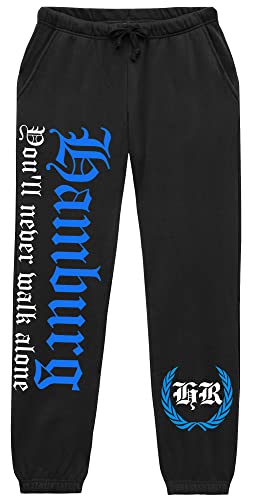 Hamburg Never Walk Alone Herren Jogginghose | Hamburg Hose Hamburg Geschenk Hamburg Fanartikel Stadt Ultras Sport | M2 Schwarz (M) von UGLYSHIRT