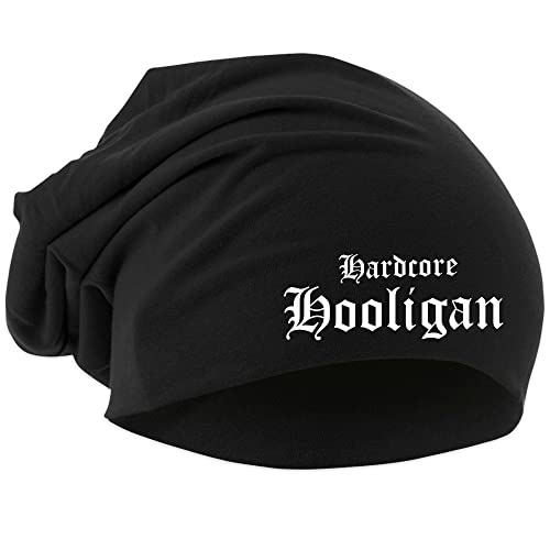 Hardcore Hooligan Mütze | Fussball Ultras Germany Biker Rocker Unisex Beanie | Schwarz von UGLYSHIRT