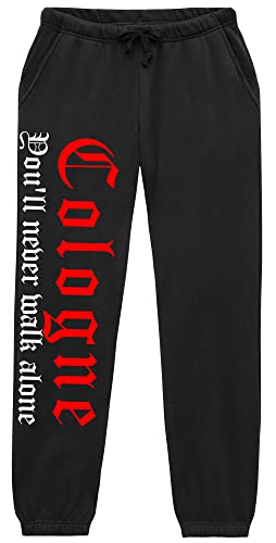 Köln Never Walk Alone Jogginghose | Köln Hose Köln Fanartikel Köln Geschenk Ultras Sport | M1 Schwarz (XXL) von UGLYSHIRT