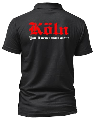 Köln Poloshirt Kranz | Cologne Polo T-Shirt mit Köln Aufdruck - Heimat Shirt Geschenkidee NRW Baumwolle Freizeit Oberteil | M2 FB Schwarz (XXL) von UGLYSHIRT
