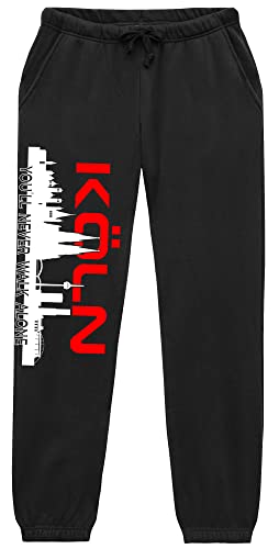 Köln Skyline Jogginghose | Fussball Cologne Hose Herren Ultras Sporthose Freizeithose Fanartikel | Schwarz (M) von UGLYSHIRT