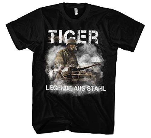 Legende Tiger Herren T-Shirt | Tiger Panzer Tshirt German Panzer Shirt Landser Tank WW2 | M1 Schwarz (XL) von UGLYSHIRT