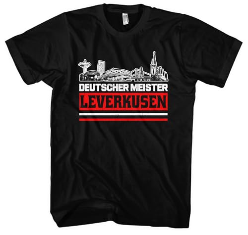 Leverksuen Titelkusen Herren T-Shirt | Leverkusen Trikot Fanartikel Fussball Stadt Skyline Leverkusen T-Shirt Meister | Schwarz (L) von UGLYSHIRT