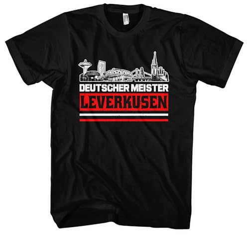 Leverksuen Titelkusen Herren T-Shirt | Leverkusen Trikot Fanartikel Fussball Stadt Skyline Leverkusen T-Shirt Meister | Schwarz (M) von UGLYSHIRT