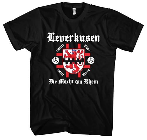Leverkusen Skyline Herren T-Shirt | Leverkusen Meister T-Shirt Sport Fussball Stadt Skyline Leverkusen Trikot Fanartikel | Schwarz (3XL) von UGLYSHIRT