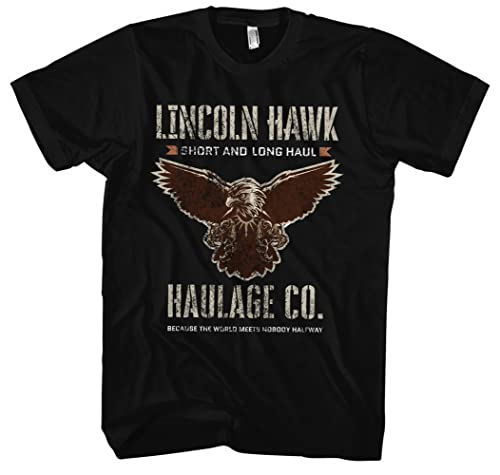 Lincoln Hawk Herren T-Shirt | Over The Top Tshirt Stallone - SLY - 80s Shirt | Schwarz (L) von UGLYSHIRT