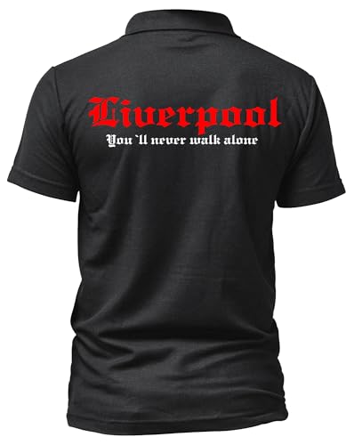 Liverpool Poloshirt Kranz | Polo T-Shirt mit Liverpool Aufdruck - Heimat Shirt Geschenkidee England Baumwolle Freizeit Oberteil | M2 FB Schwarz (L) von UGLYSHIRT