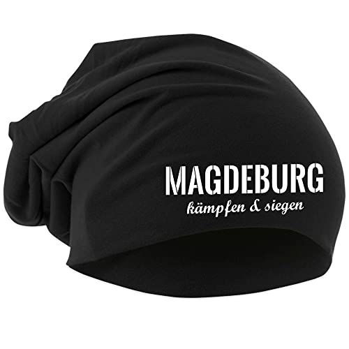 Magdeburg Kämpfen & Siegen Mütze | Fussball Ultras Sport Unisex Beanie | Schwarz von UGLYSHIRT