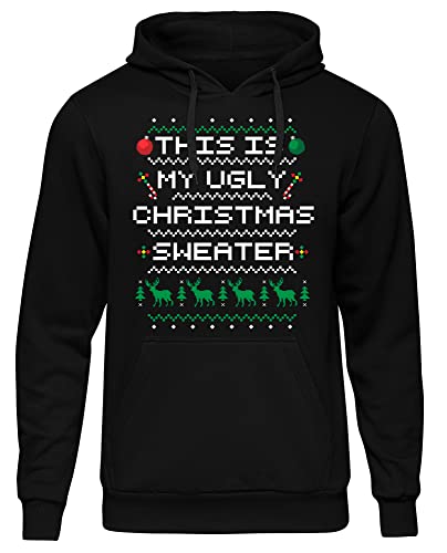 My Ugly Christmas Sweater Herren Kapuzenpullover | Weihnachten Pullover Weihnachtsmann Funny Xmas Hoodie Christmas | Schwarz (L) von UGLYSHIRT
