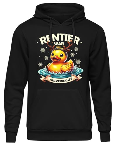 Rentier war ausverkauft Kapuzenpullover | Weihnachtsmann Pullover Herren Glühwein Pulli Weihnachten Santa Claus Xmas Hoodie Christmas Sweatshirt Wichtel Nikolaus | Schwarz (XL) von UGLYSHIRT