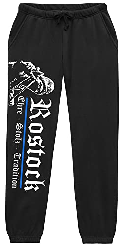 Rostock Ehre & Stolz Herren Jogginghose | Stadt Ultras Sport Rostock Hose Rostock Fanartikel Rostock Geschenk | M1 Schwarz (XL) von UGLYSHIRT