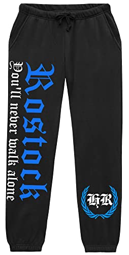 Rostock Never Walk Alone Herren Jogginghose | Rostock Hose Rostock Fanartikel Rostock Geschenk Stadt Ultras Sport | M2 Schwarz (M) von UGLYSHIRT