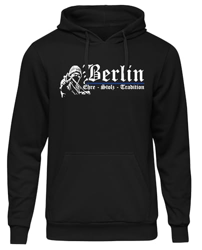 UGLYSHIRT Berlin Ehre und Stolz Herren Kapuzenpullover | Berlin Pullover Berlin Trikot Fanartikel Berlin Hoodie Fussball Stadt Sport Skyline | M1 FB Schwarz (XL) von UGLYSHIRT