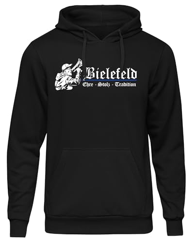 UGLYSHIRT Bielefeld Ehre und Stolz Herren Kapuzenpullover | Bielefeld Hoodie Fussball Stadt Sport Skyline Bielefeld Pullover Bielefeld Trikot Fanartikel | M3 FB Schwarz (XL) von UGLYSHIRT