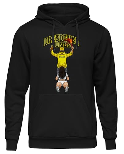 UGLYSHIRT Blow Job, Bier & Fussball Dresden Herren Kapuzenpullover | Dresden Trikot Dresden Pullover Fun Hoodie Ultras Supporter | Schwarz (L) von UGLYSHIRT