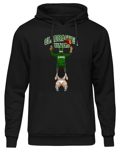 UGLYSHIRT Blow Job, Bier & Fussball Gladbach Herren Kapuzenpullover | Gladbach Trikot Sport Stadt Gladbach Pullover Fun Hoodie Ultras Supporter | Schwarz (3XL) von UGLYSHIRT