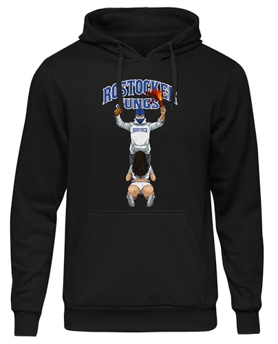 UGLYSHIRT Blow Job, Bier & Fussball Rostock Herren Kapuzenpullover | Rostock Trikot Sport Stadt Rostock Pullover Fun Hoodie Ultras Supporter | Schwarz (3XL) von UGLYSHIRT