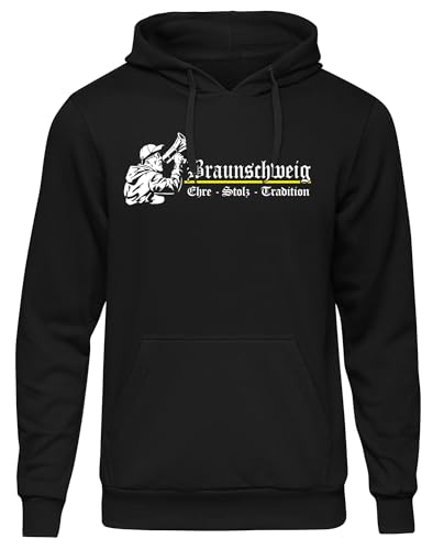 UGLYSHIRT Braunschweig Ehre und Stolz Herren Kapuzenpullover | Braunschweig Hoodie Fussball Stadt Sport Skyline Braunschweig Pullover Braunschweig Trikot Fanartikel | M3 FB Schwarz (XXL) von UGLYSHIRT