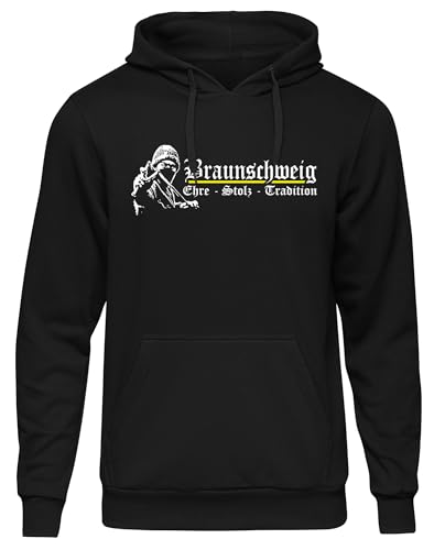 UGLYSHIRT Braunschweig Ehre und Stolz Herren Kapuzenpullover | Braunschweig Pullover Braunschweig Trikot Fanartikel Braunschweig Hoodie Fussball Stadt Sport Skyline | M1 FB Schwarz (M) von UGLYSHIRT