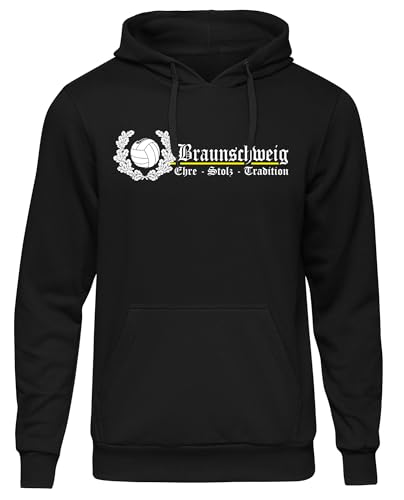 UGLYSHIRT Braunschweig Ehre und Stolz Herren Kapuzenpullover | Fussball Stadt Sport Skyline Braunschweig Pullover Braunschweig Trikot Fanartikel Braunschweig Hoodie | M2 FB Schwarz (4XL) von UGLYSHIRT