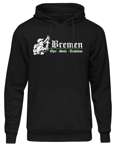 UGLYSHIRT Bremen Ehre und Stolz Herren Kapuzenpullover | Bremen Hoodie Ultra Fussball Stadt Sport Skyline Bremen Pullover Bremen Trikot Fanartikel | M3 FB Schwarz (M) von UGLYSHIRT