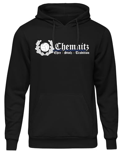 UGLYSHIRT Chemnitz Ehre und Stolz Herren Kapuzenpullover | Sachsen Stadt Sport Skyline Chemnitz Pullover Chemnitz Trikot Fanartikel Chemnitz Hoodie Fussball | M2 FB Schwarz (S) von UGLYSHIRT