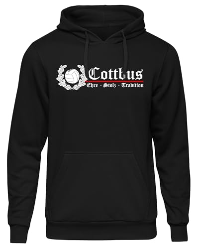 UGLYSHIRT Cottbus Ehre und Stolz Herren Kapuzenpullover | Brandenburg Stadt Sport Skyline Cottbus Pullover Cottbus Trikot Fanartikel Cottbus Hoodie Fussball | M2 FB Schwarz (M) von UGLYSHIRT