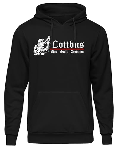 UGLYSHIRT Cottbus Ehre und Stolz Herren Kapuzenpullover | Cottbus Hoodie Fussball Brandenburg Stadt Sport Skyline Cottbus Pullover Cottbus Trikot Fanartikel | M3 FB Schwarz (M) von UGLYSHIRT