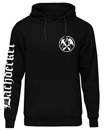 UGLYSHIRT Dachdecker Herren Kapuzenpullover | Handwerker Pullover Zimmermann Hoodie Zunftwappen | M6 Schwarz (3XL) von UGLYSHIRT