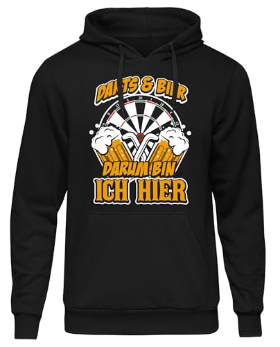 UGLYSHIRT Darts & Bier Herren Kapuzenpullover | Dart Pullover Party 180 Dartspieler Pullover Biertrinker Pils Beer Hoodie | Schwarz (L) von UGLYSHIRT