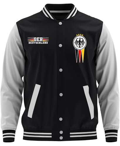 UGLYSHIRT Deutschland Herren College Jacke | Football Jacke German Sport Baseball Freizeit Sweatjacke | M1 Schwarz (XXL) von UGLYSHIRT