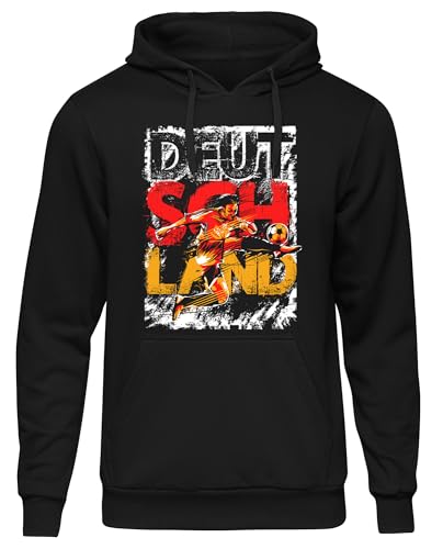 UGLYSHIRT Deutschland Herren Kapuzenpullover | Deutschland Pullover Deutschland Trikot Fanartikel Fussball EM WM Deutschland Flagge Germany Hoodie | M1 Schwarz (XXL) von UGLYSHIRT