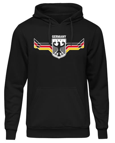 UGLYSHIRT Deutschland Herren Kapuzenpullover | Deutschland Pullover Deutschland Trikot Fanartikel Fussball EM WM Deutschland Flagge Germany Hoodie | M6 Schwarz (M) von UGLYSHIRT
