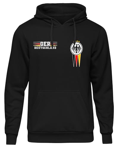 UGLYSHIRT Deutschland Herren Kapuzenpullover | Germany Hoodie Deutschland Pullover Deutschland Trikot Fanartikel Fussball EM WM Deutschland Flagge | M12 FB Schwarz (3XL) von UGLYSHIRT