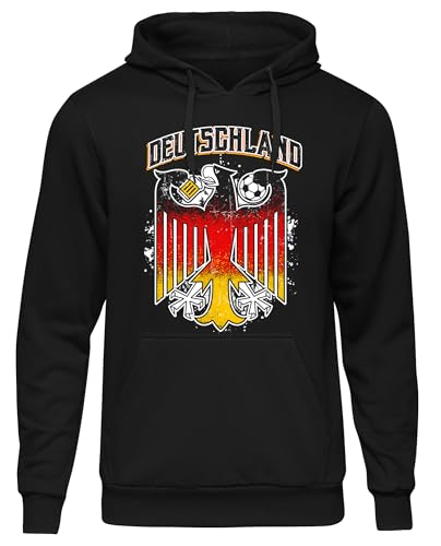 UGLYSHIRT Deutschland Herren Kapuzenpullover | Germany Hoodie Deutschland Pullover Deutschland Trikot Fanartikel Fussball EM WM Deutschland Flagge | M7 Schwarz (XXL) von UGLYSHIRT